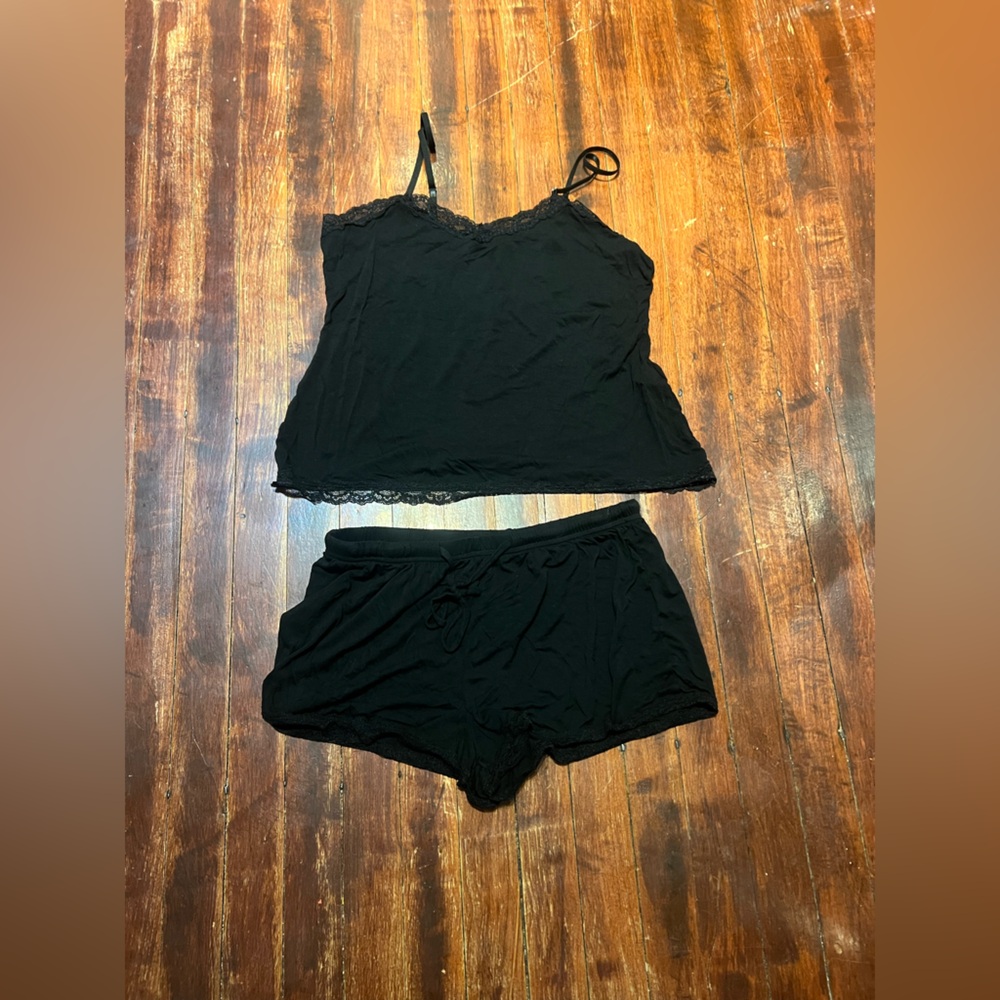 Black Pajama Set Soft Intimates Sleepwear
